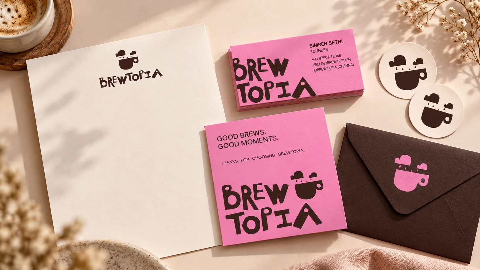 Brewtopia stationery, cards and coasters