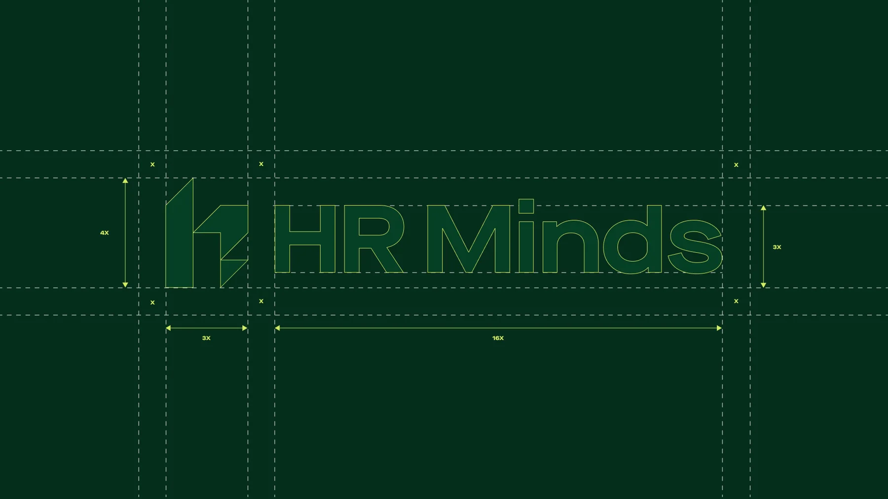 HR Minds logo construction and clear space