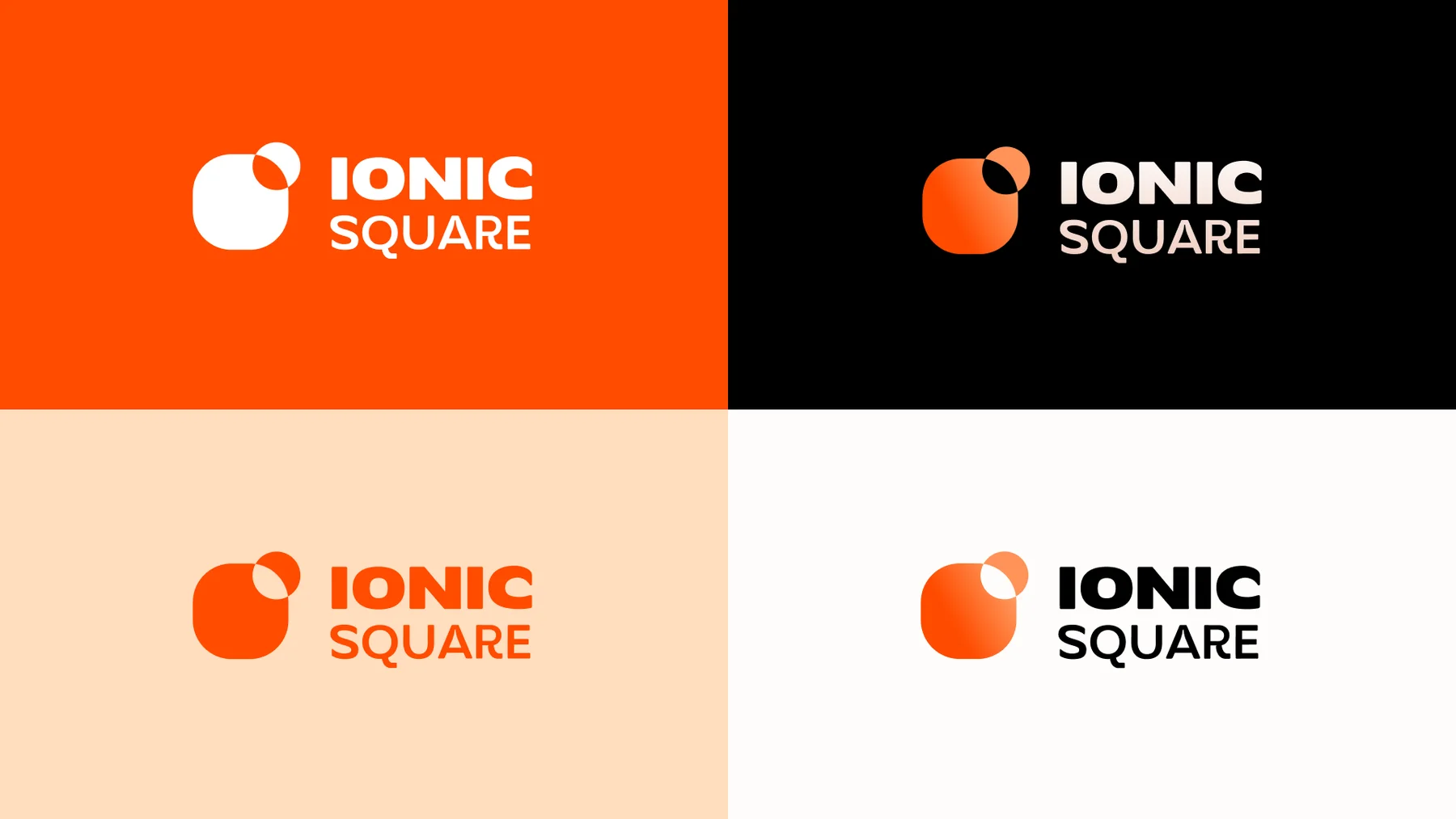 Ionic Square logo on orange, black, peach and white