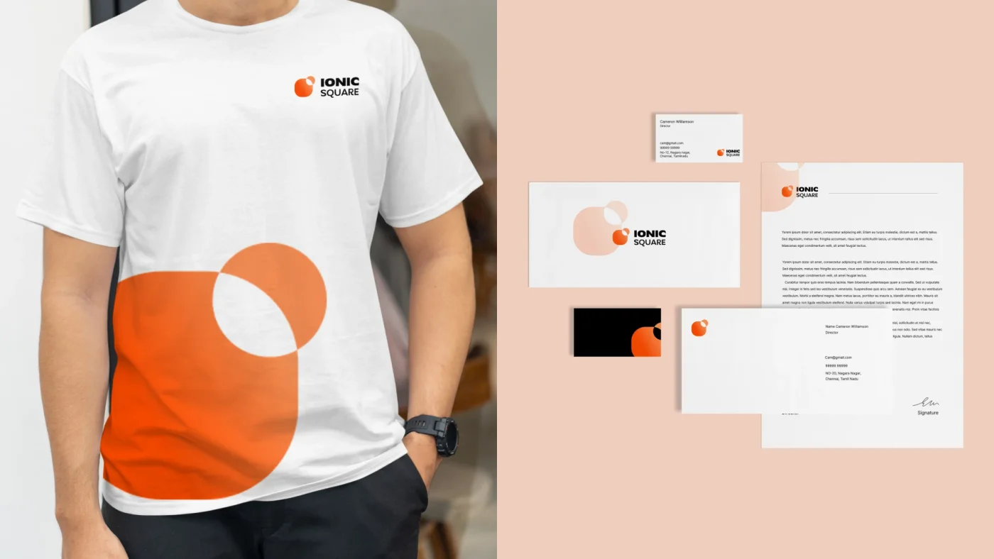 Ionic Square T-shirt and stationery