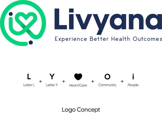 Livyana logo concept: L, Y, heart, community and people