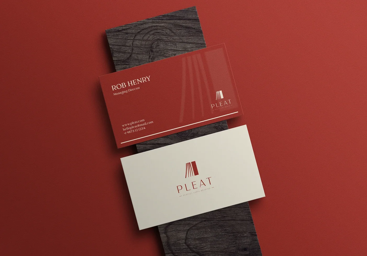 Pleat business card front and back