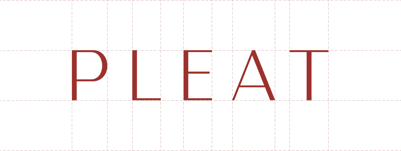 Pleat wordmark on its construction grid