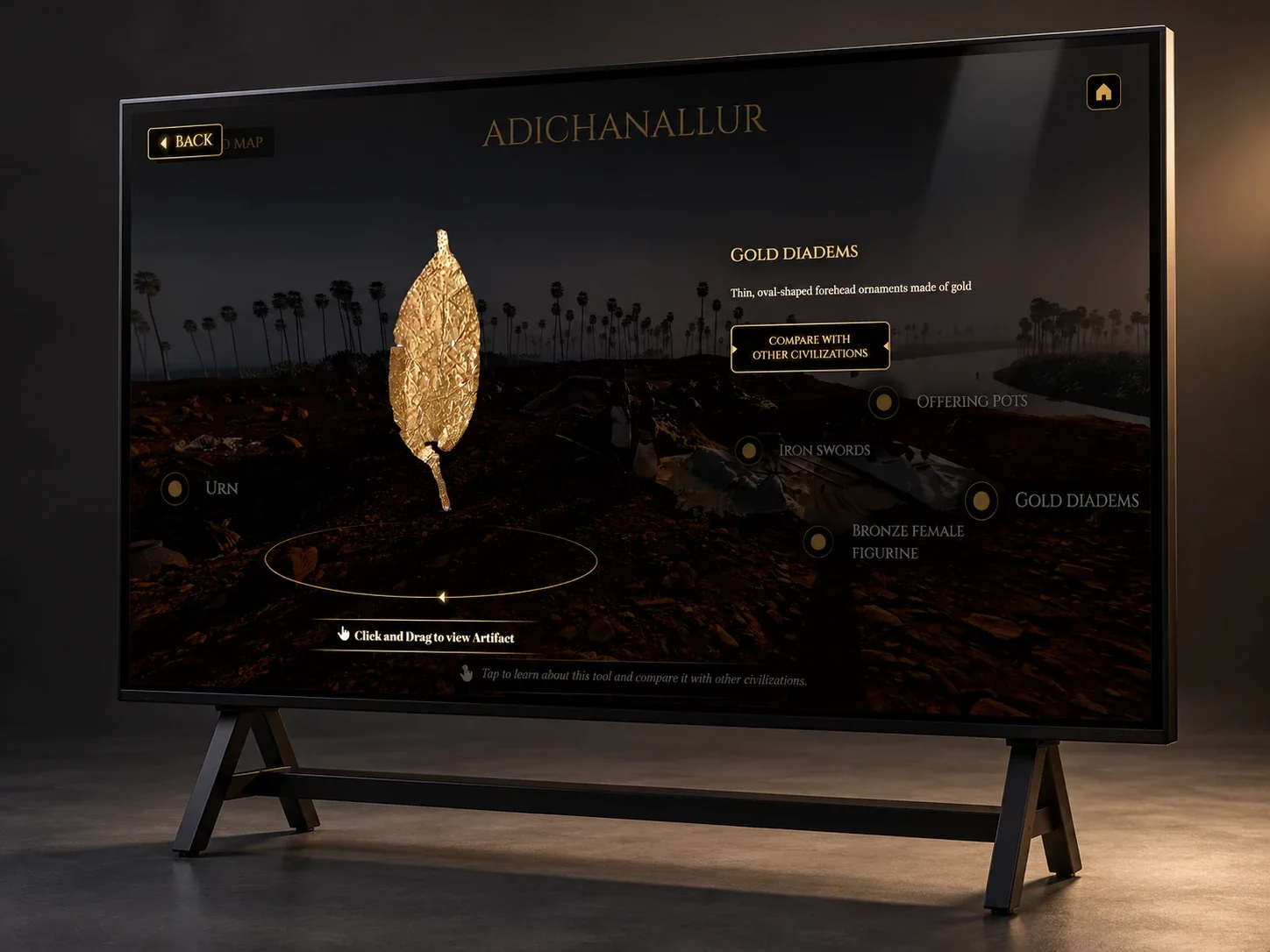 Gold diadem artefact from Adichanallur in 3D